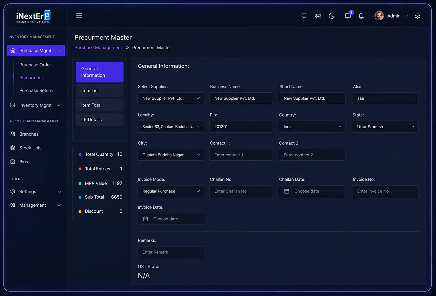 multi-warehouse inventory dashboard mockup showing stock levels